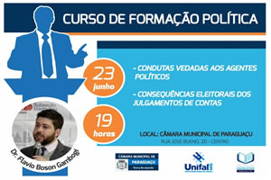 Escola do Legislativo de Paraguaçu organiza Curso de Formação Política